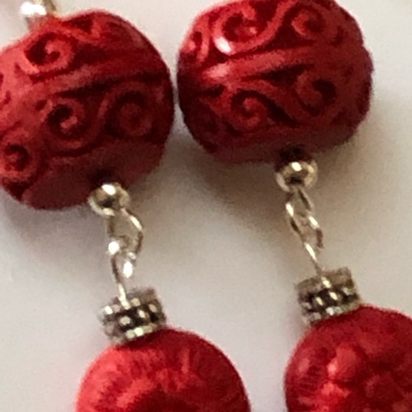 Cinnabar Spirals & Florals Earrings - Picture 8 of 8